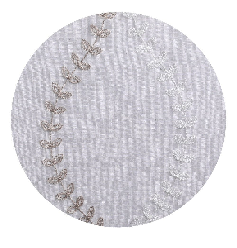 Fern Grommet Panel PAIR - 037x084 White-Taupe C46100- Marburn Curtains