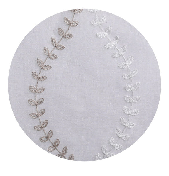 Fern Grommet Panel PAIR - 037x084 White-Taupe C46100- Marburn Curtains