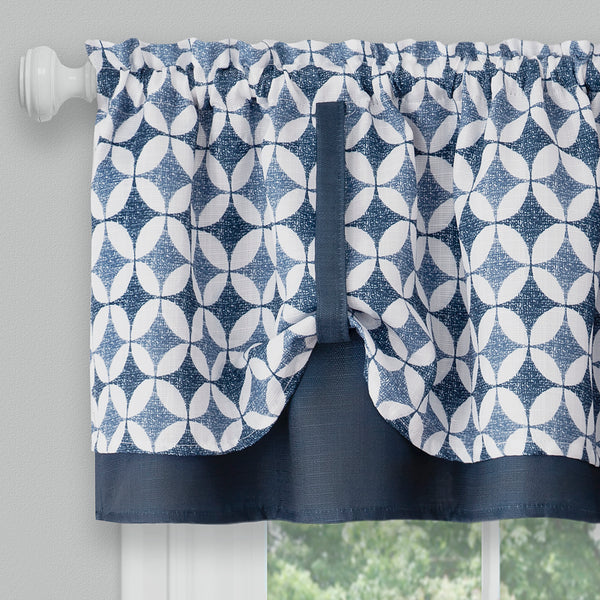 Callie Dbl Layer Rod Pocket Pick Up Valance - 058x014" Navy C45814- Marburn Curtains