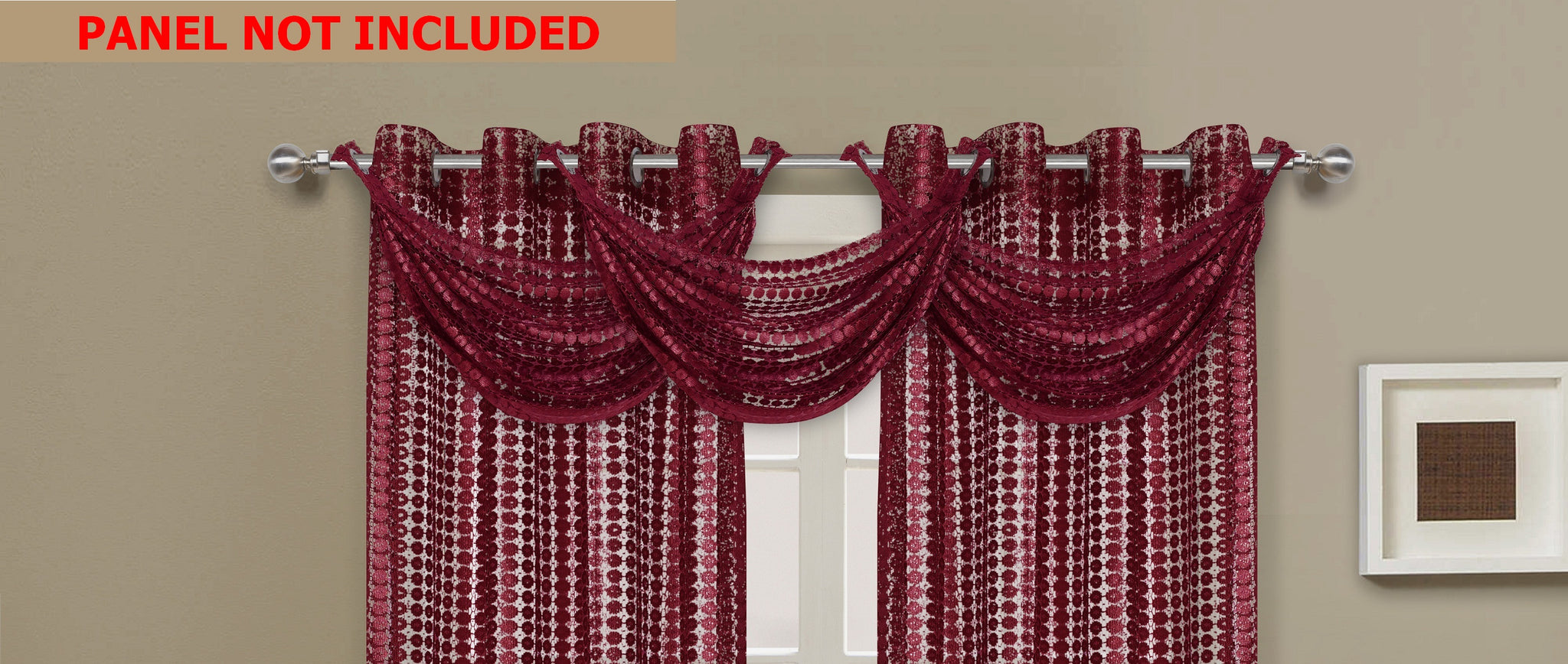 Links Waterfall Valance - 030x020   Burgundy- Marburn Curtains