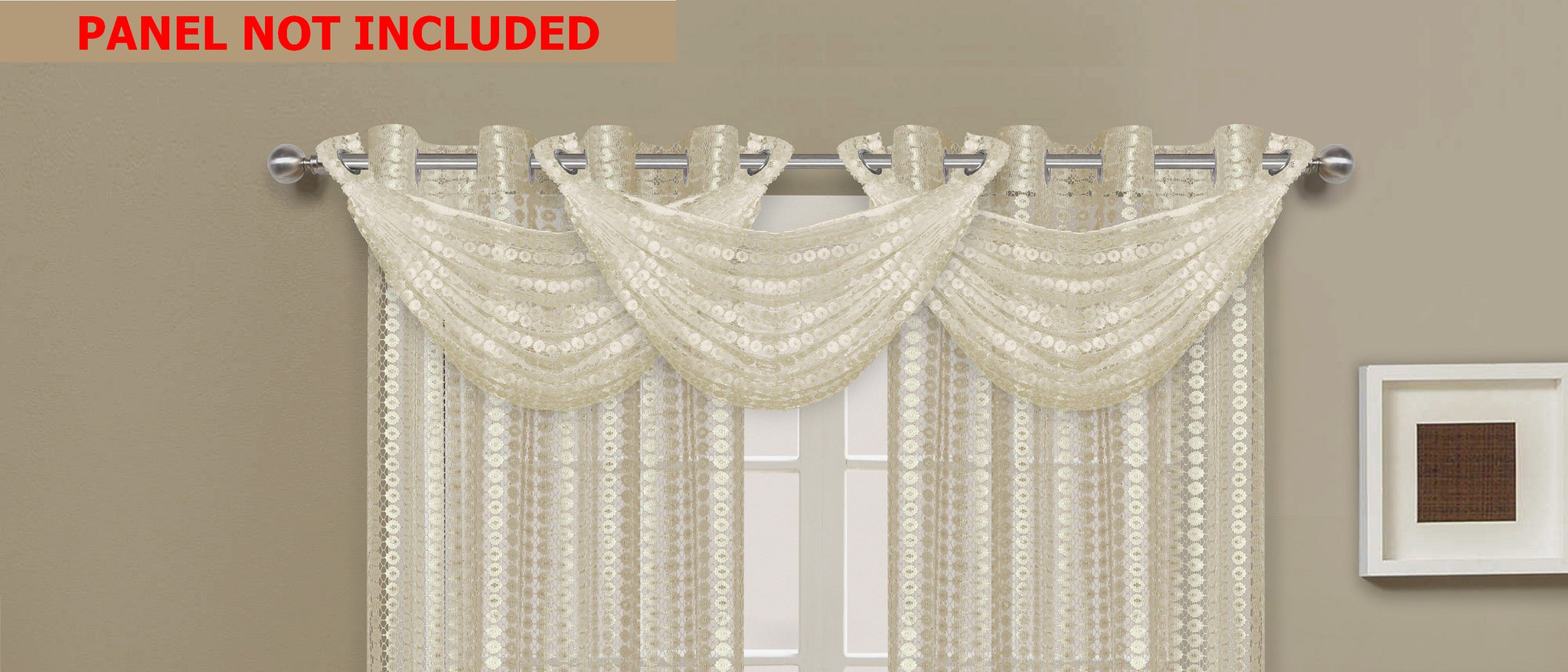 Links Waterfall Valance - 030x020   Beige- Marburn Curtains