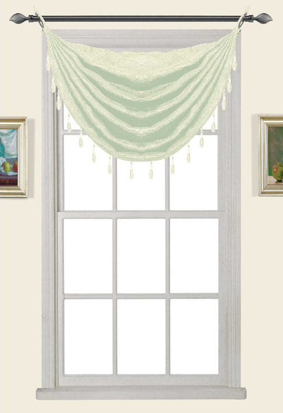 Glitter Waterfall Valance w/Beads - 030x020   Mint-Green C43464- Marburn Curtains