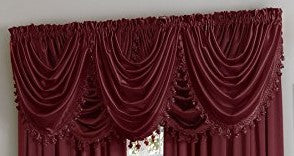 Hilton Rod Pocket Waterfall Valance - Waterfall Valance Burgundy C27959- Marburn Curtains