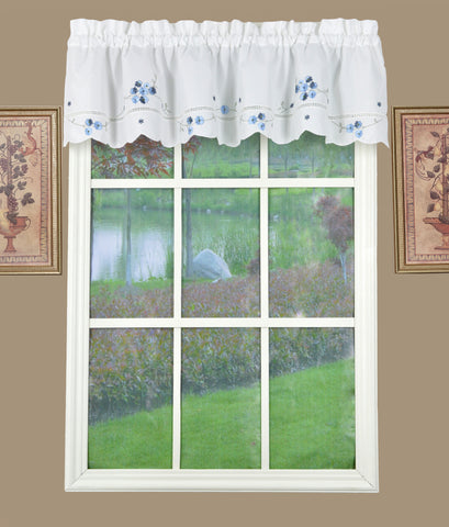 Christine Rod Pocket Valance - Valance 058x012 White Blue C37632- Marburn Curtains