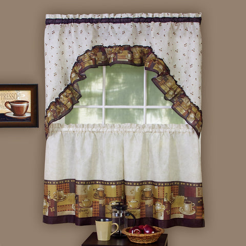 Coffee Tier & Swag Set - Tier/Swag Set/Brown/057x024 C23257- Marburn Curtains