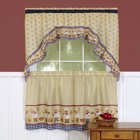 Cucina Rod Pocket Tier & Swag SET - Tier/Swag Set/Multi/057x024 C23259- Marburn Curtains