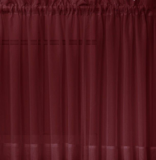 Emelia Sheer Rod Pocket Tier - 060x024 Burgundy C31333- Marburn Curtains