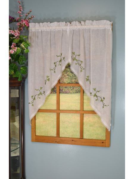 Garden Path Rod Pocket Tier/Valance/Swag - Swag 056x038 Ivy C22325- Marburn Curtains