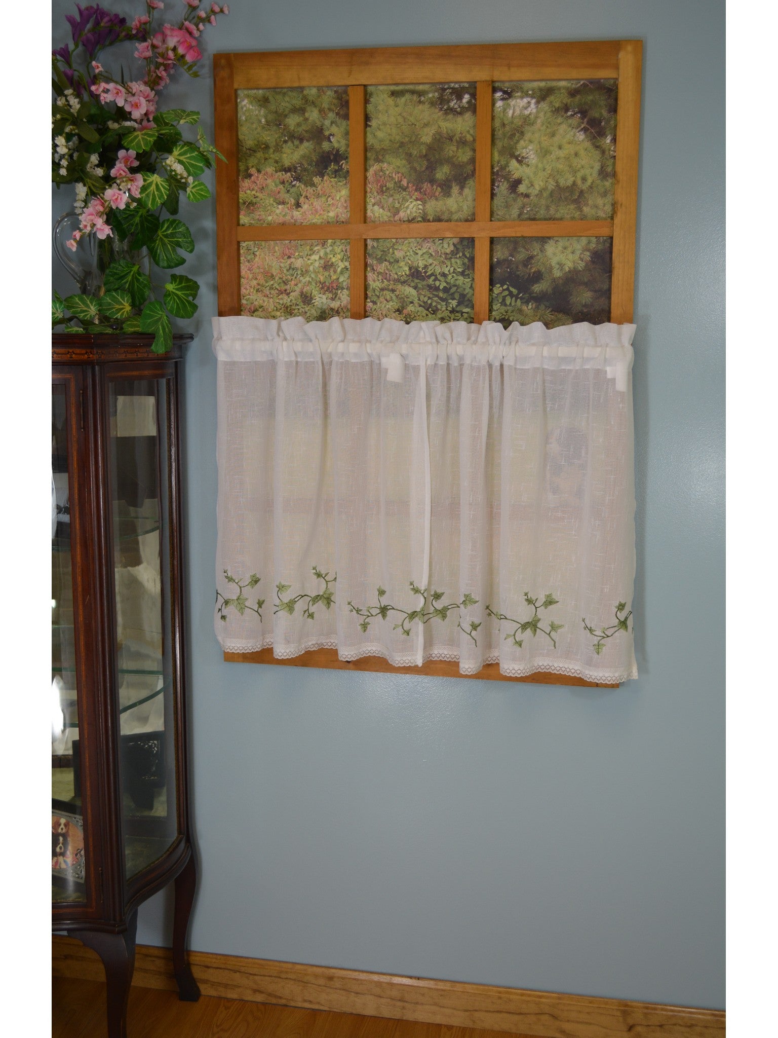 Garden Path Rod Pocket Tier/Valance/Swag - Tier 056x024 Ivy C22319- Marburn Curtains