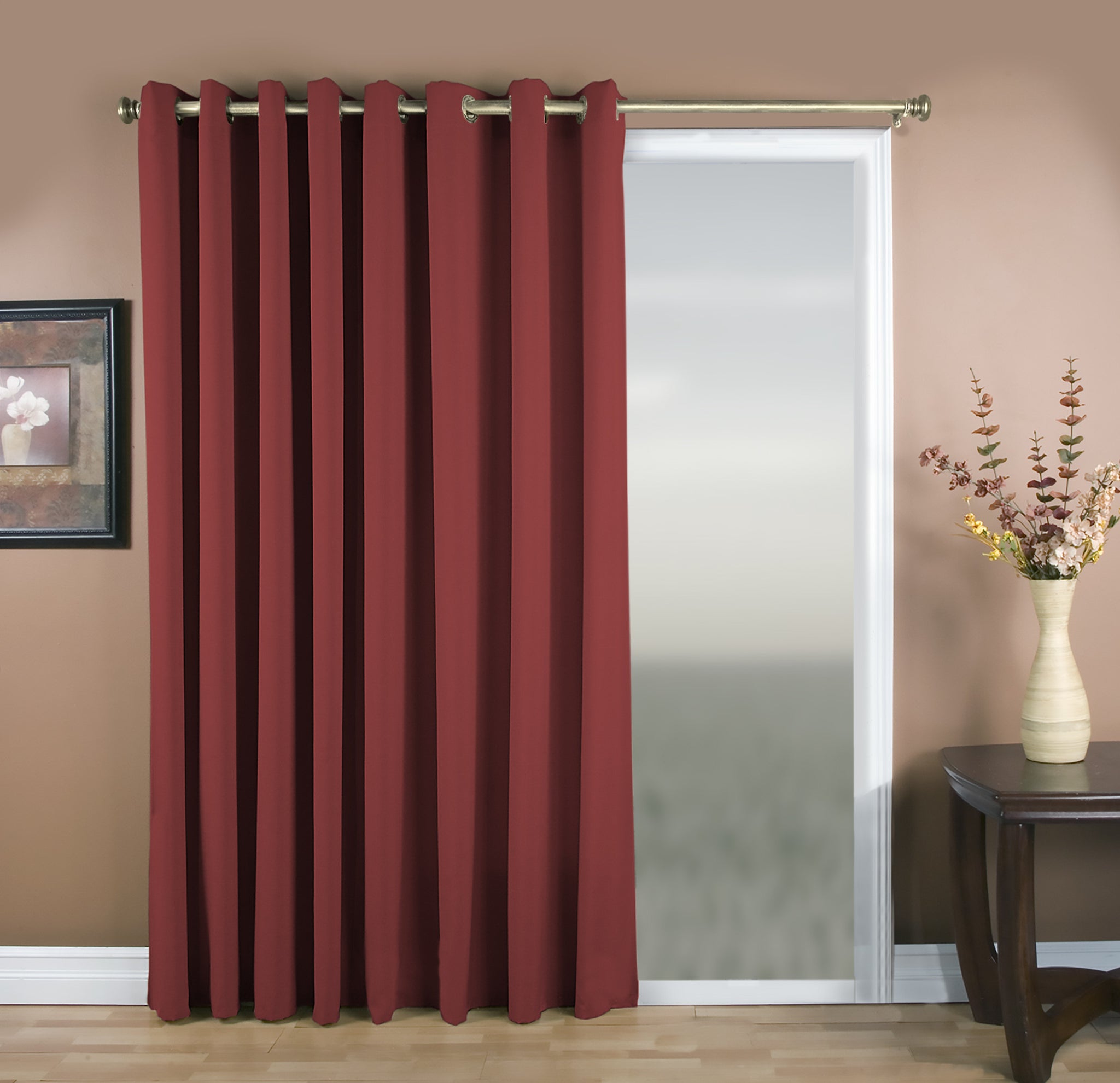 Glasgow Grommet Patio Door Panel - 112x084 Pomegranate C27920- Marburn Curtains