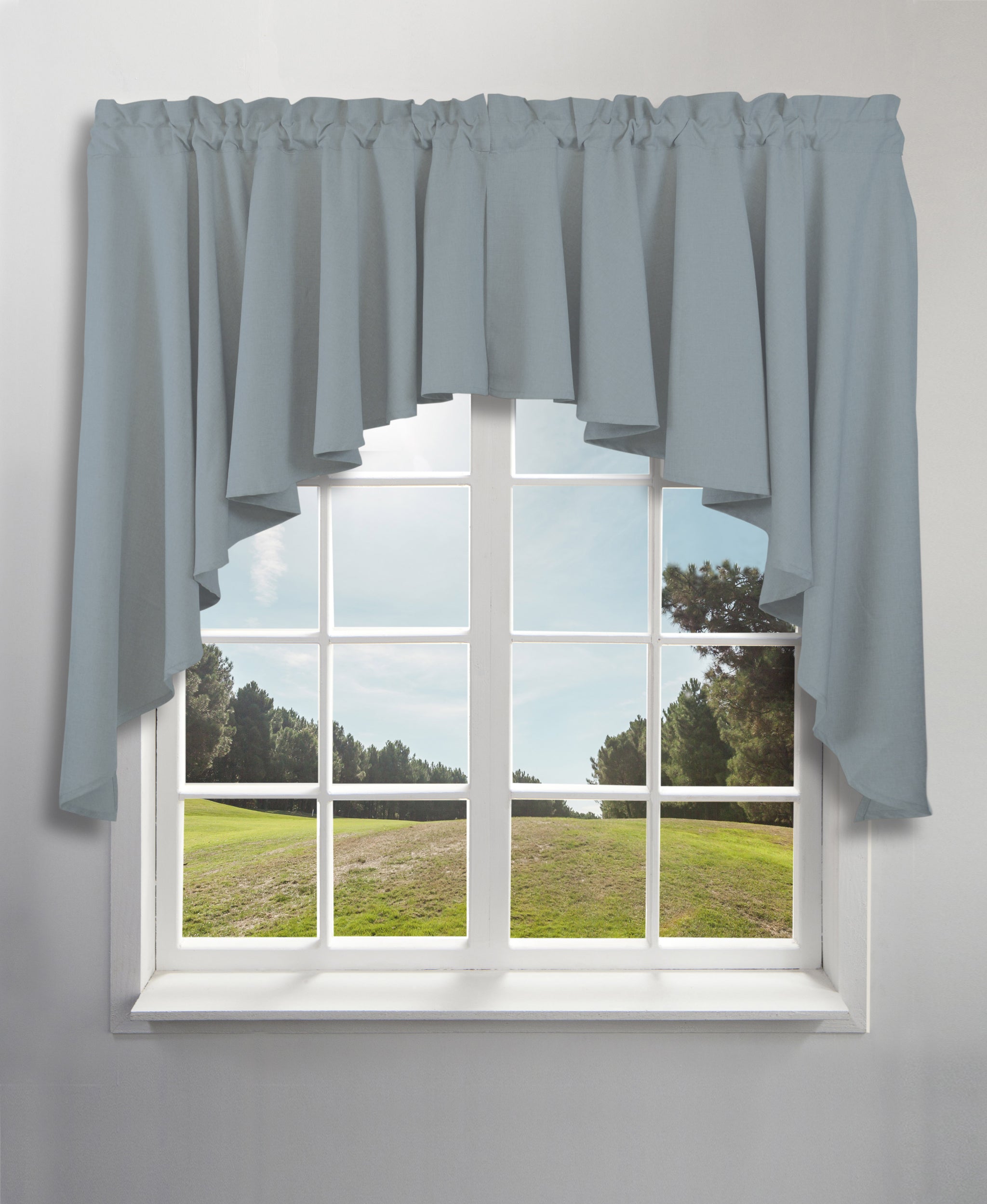 Glasgow Rod Pocket Tier / Valance / Swag - Swag 062x038 Cornflower Blue C31724- Marburn Curtains