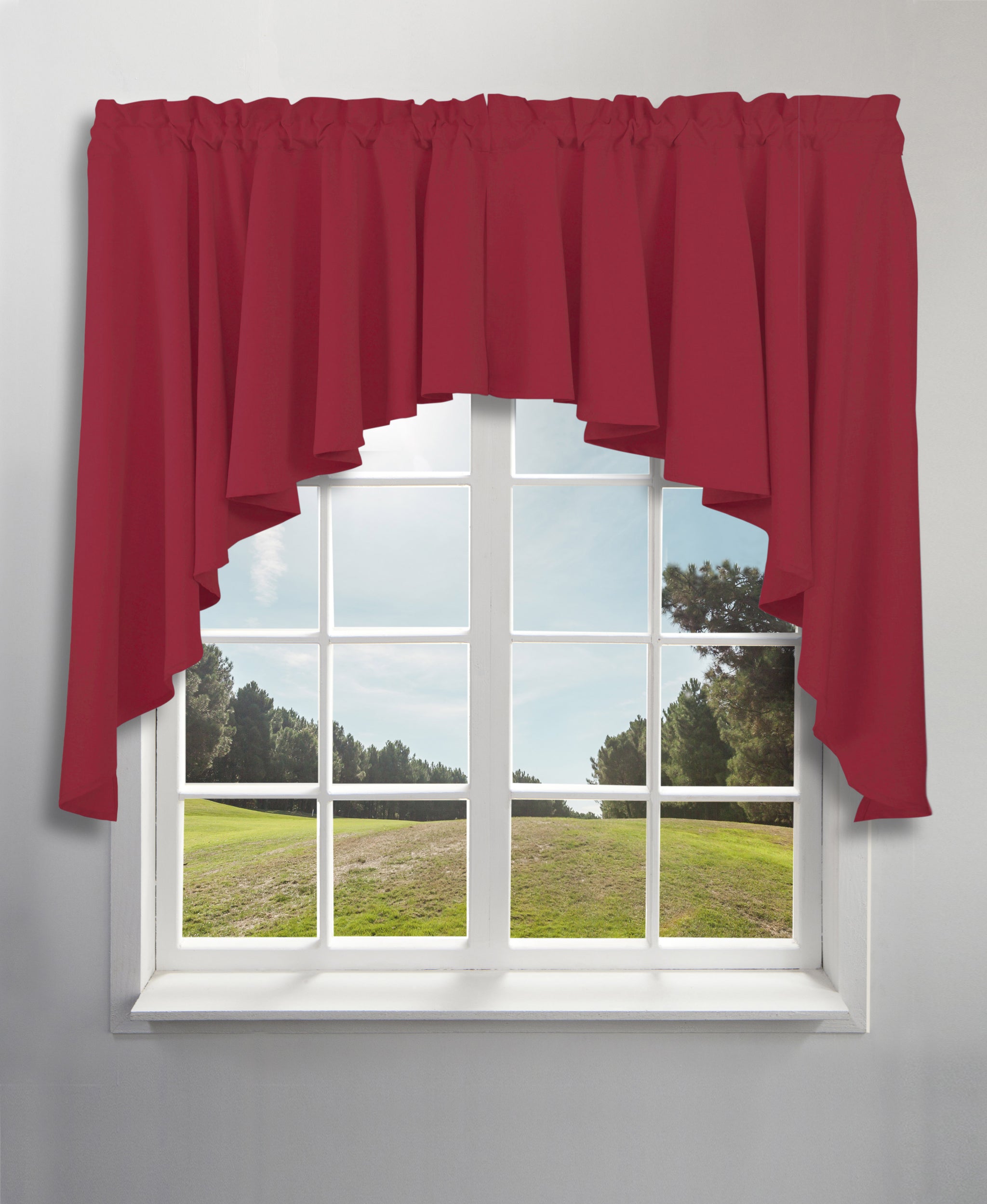 Glasgow Rod Pocket Tier / Valance / Swag - Swag 062x038 Pomegranate C31726- Marburn Curtains
