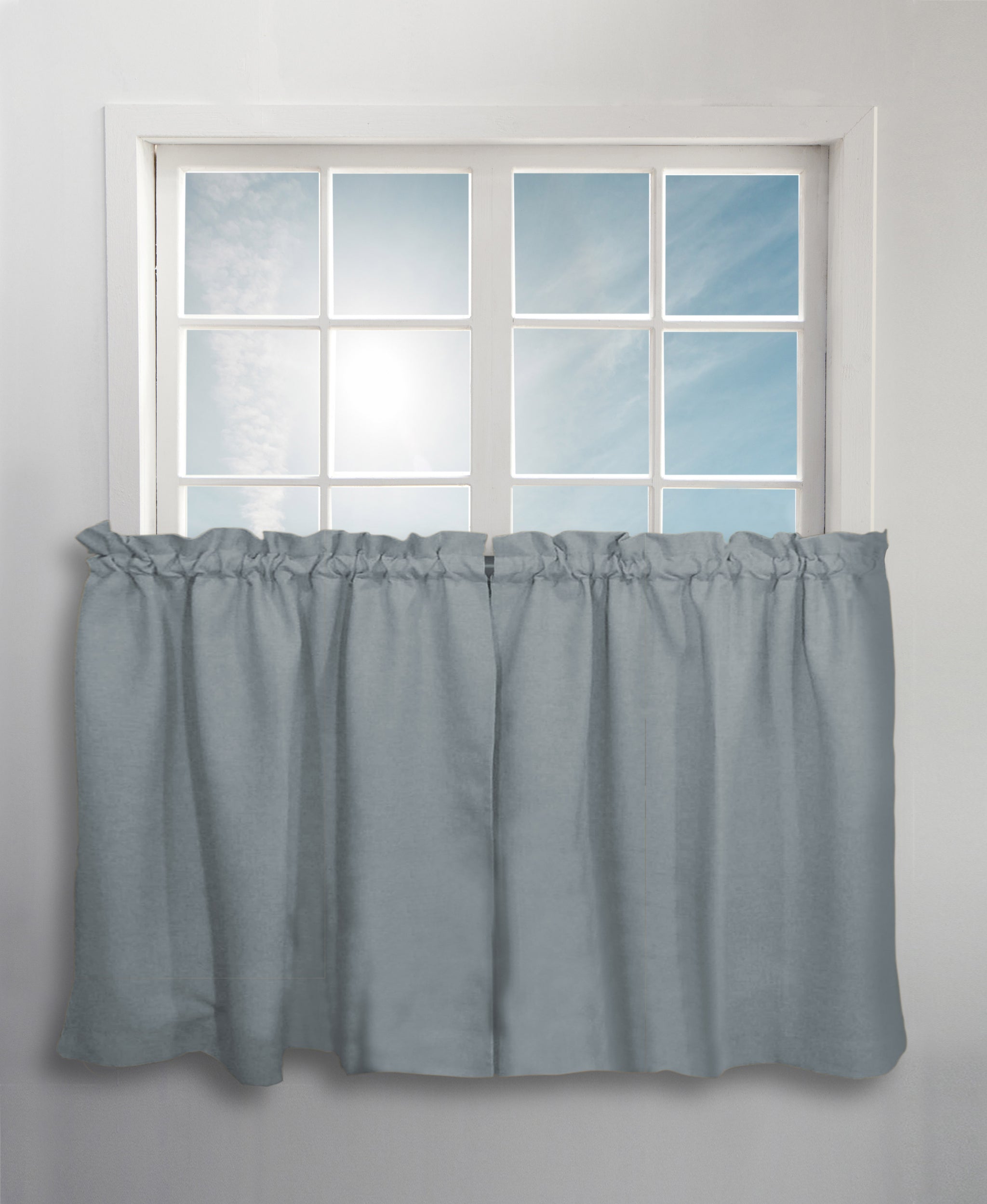 Glasgow Rod Pocket Tier / Valance / Swag - Tier 057x024 Cornflower Blue C31712- Marburn Curtains