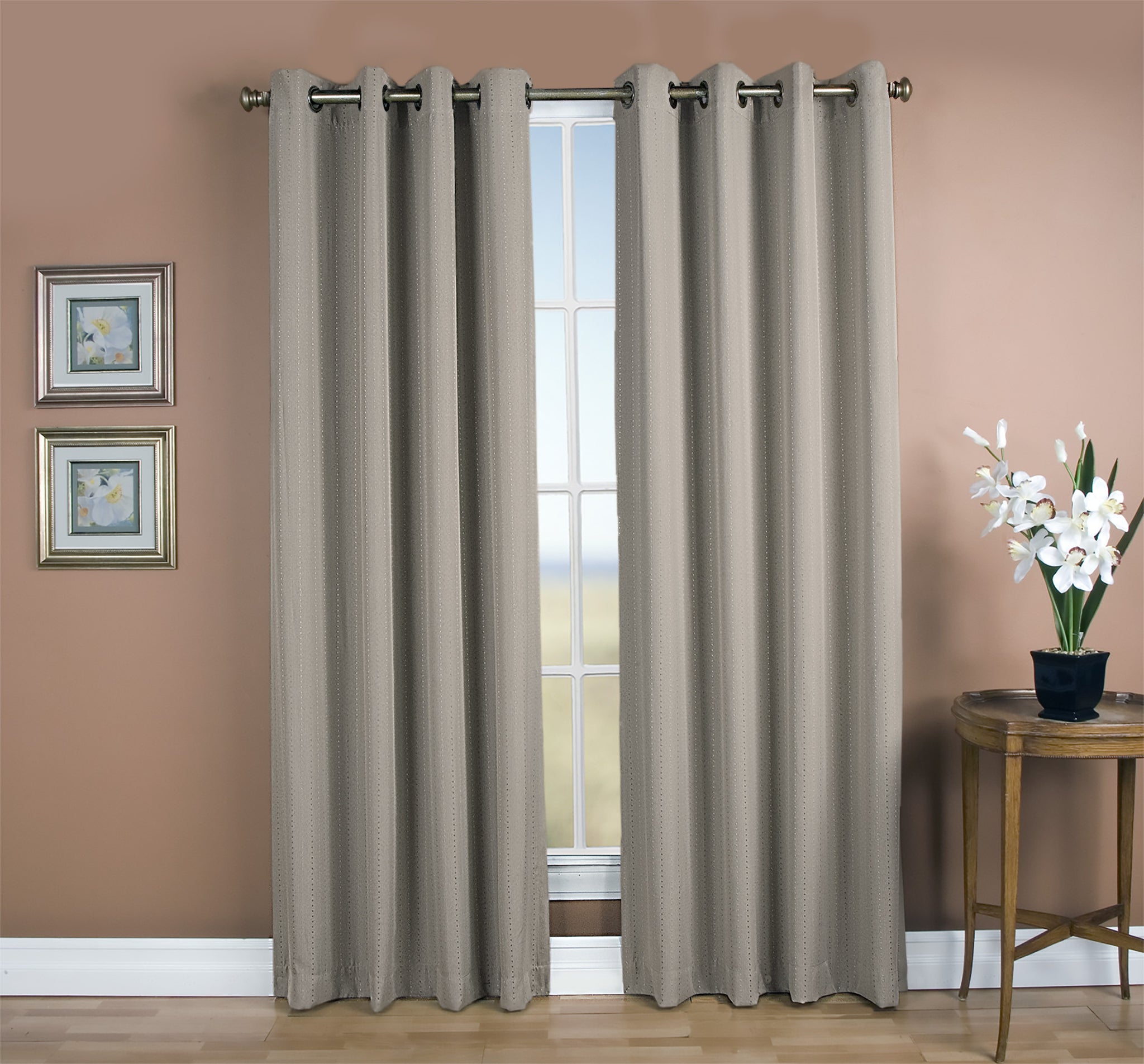 Grand Pointe Room Darkening Grommet Panel - 054x063 Smoke C28886- Marburn Curtains