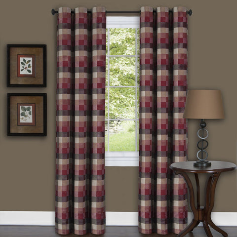 Harvard Plaid Grommet Panel - Panel  042x063 Burgundy C39352- Marburn Curtains