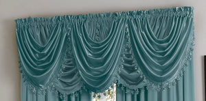 Hilton/Hyatt Waterfall Valance w/Tassel - 055x037   Blue  C44746- Marburn Curtains