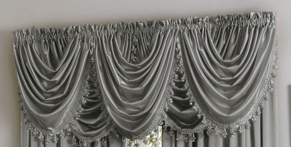 Hilton/Hyatt Waterfall Valance w/Tassel - 055x037   Gray  C44747- Marburn Curtains