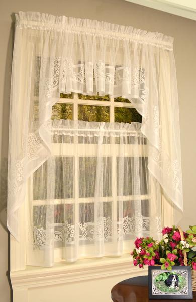Hydrangea Lace Swag - 056x038 Ivory C40754- Marburn Curtains