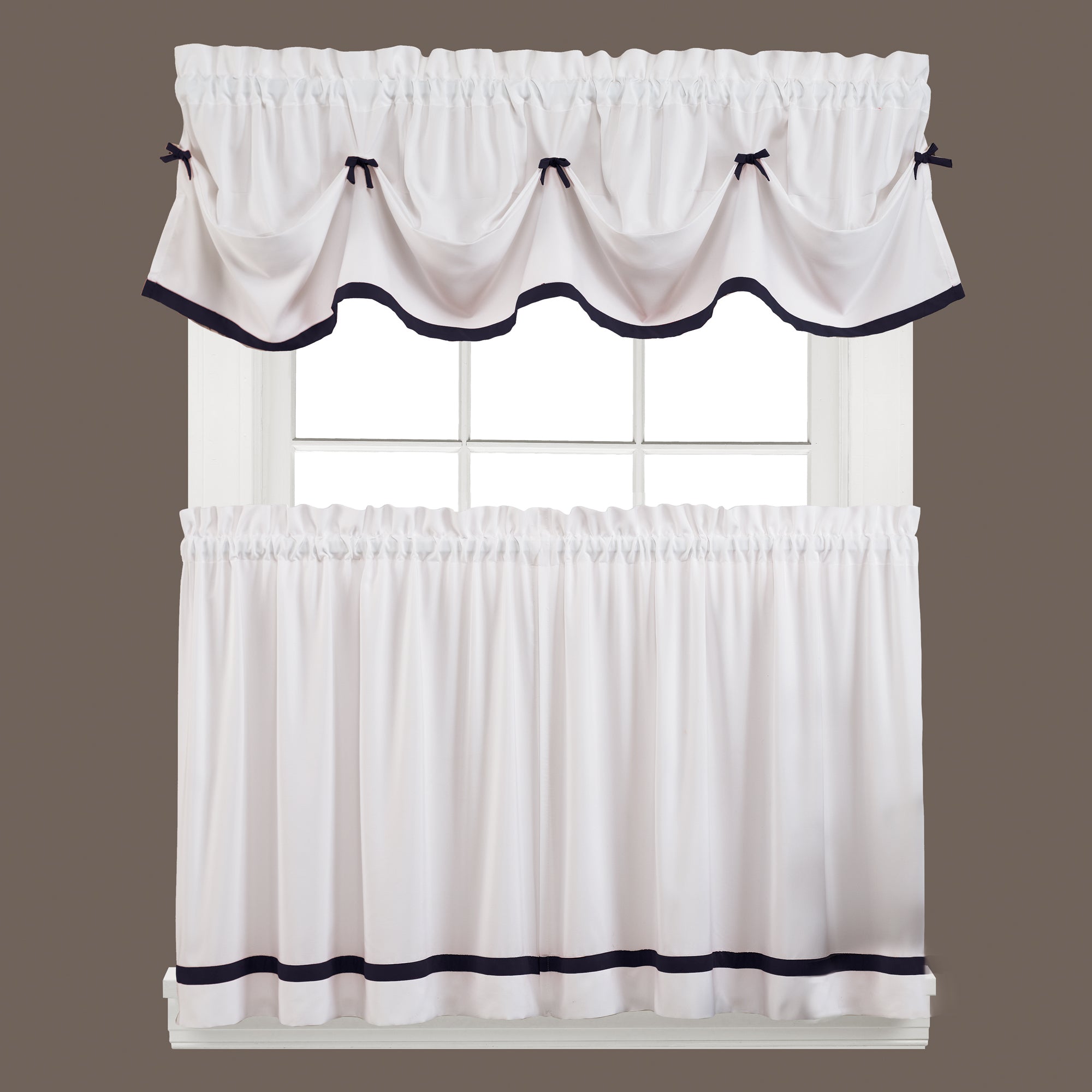 Kate Rod Pocket Tie Up Valance Black - - Marburn Curtains