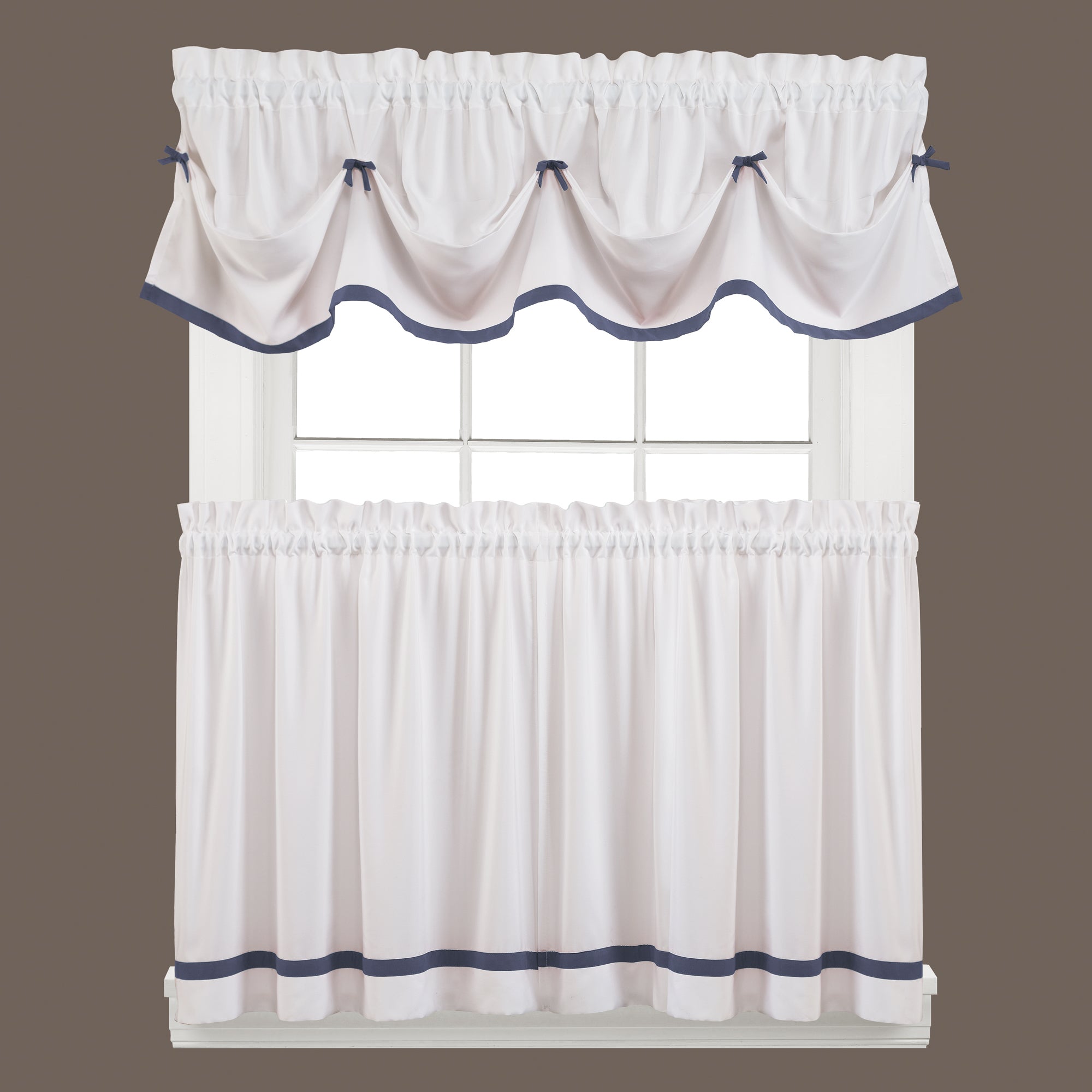 Kate Rod Pocket Tie Up Valance Blue - - Marburn Curtains