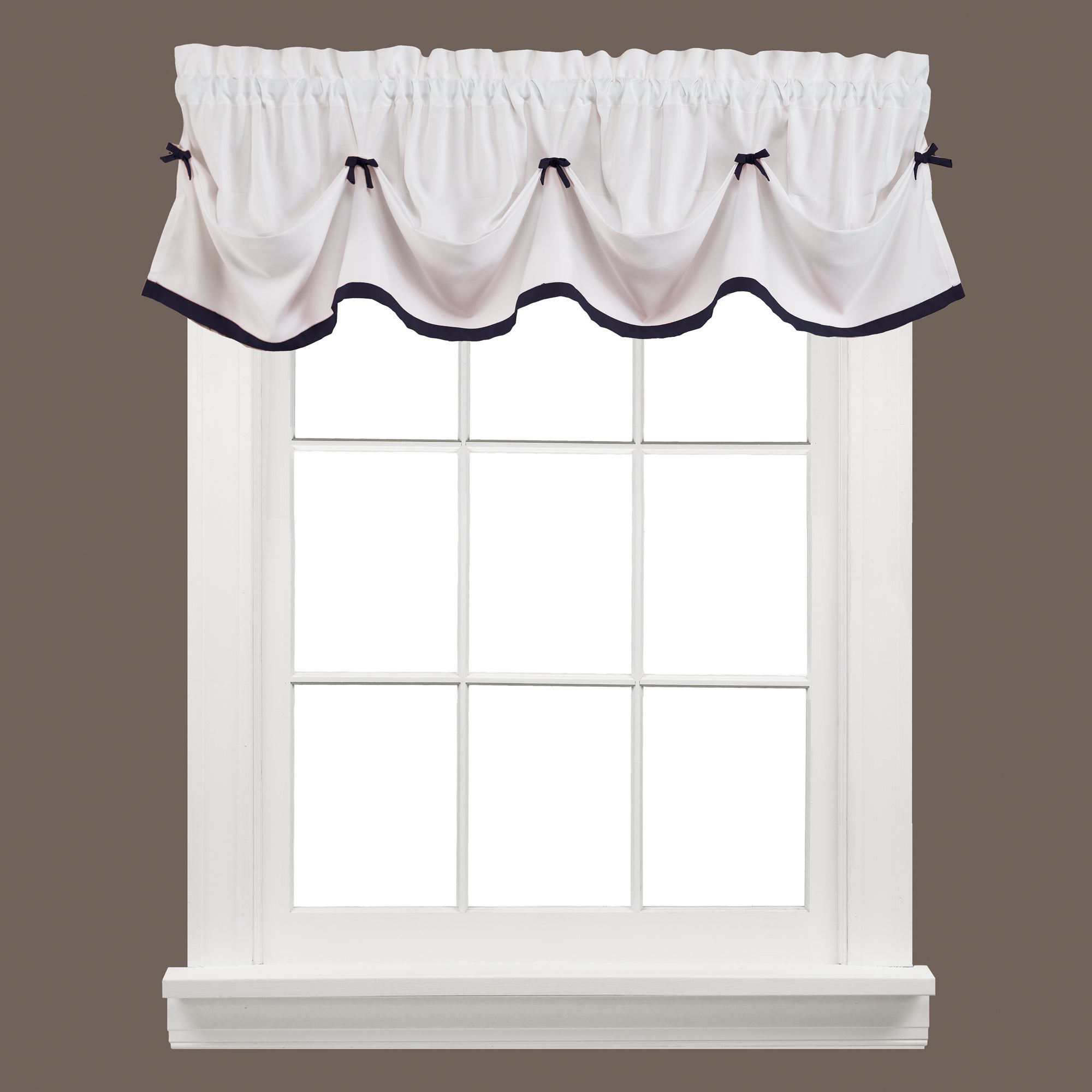 Kate Rod Pocket Tie Up Valance Black - - Marburn Curtains