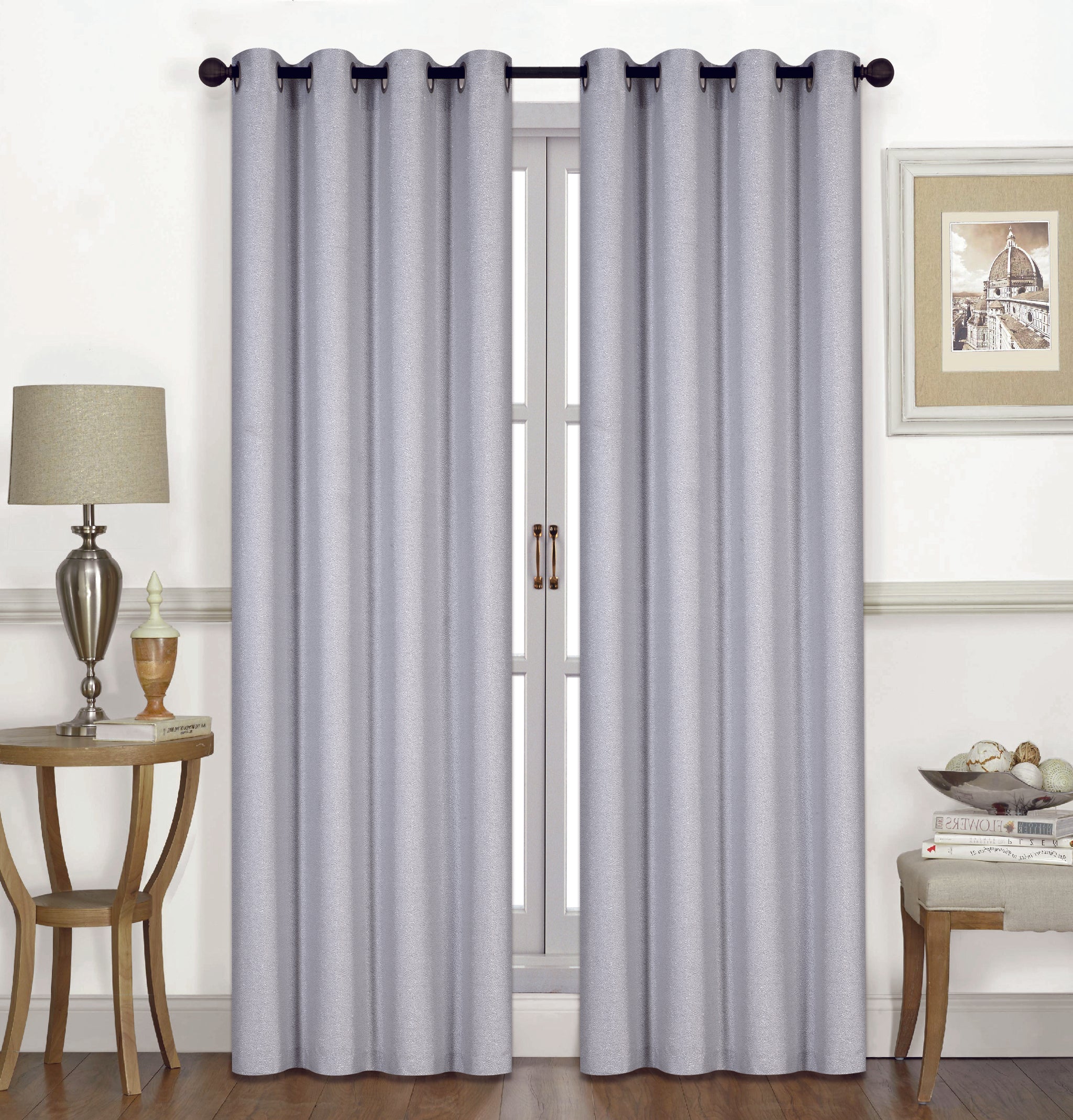 Lame' Grommet Panel - 054x084 Platinum C41294- Marburn Curtains