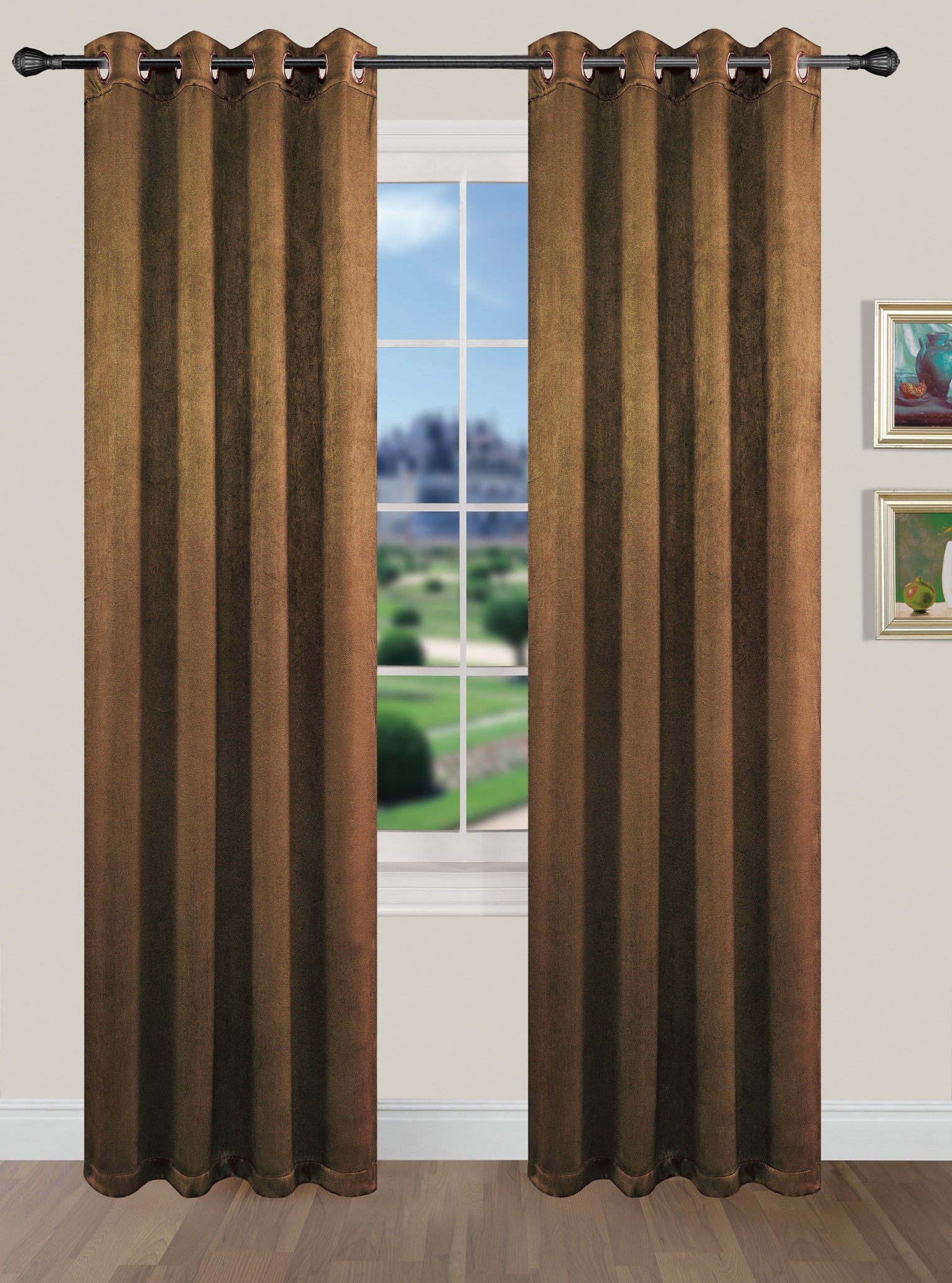 La Pearl Room Darkening Faux Suede Grommet Panel - Panel 052x084 Chocolate- Marburn Curtains
