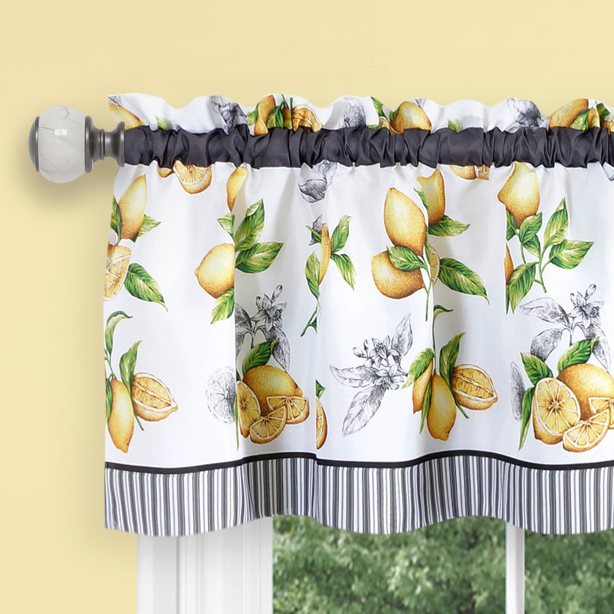Lemon Drop Rod Pocket Tier & Valance Set - - Marburn Curtains
