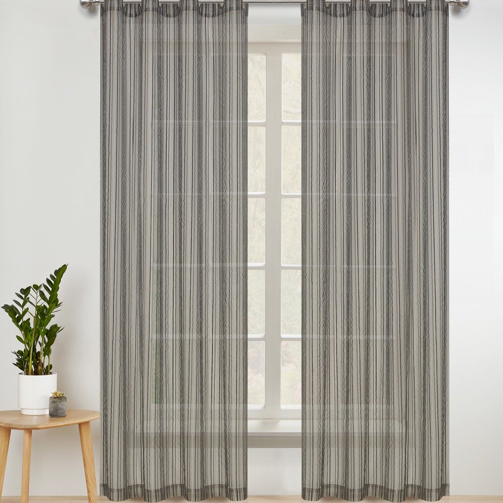 Pin Stripes Semi-sheer Grommet Panel