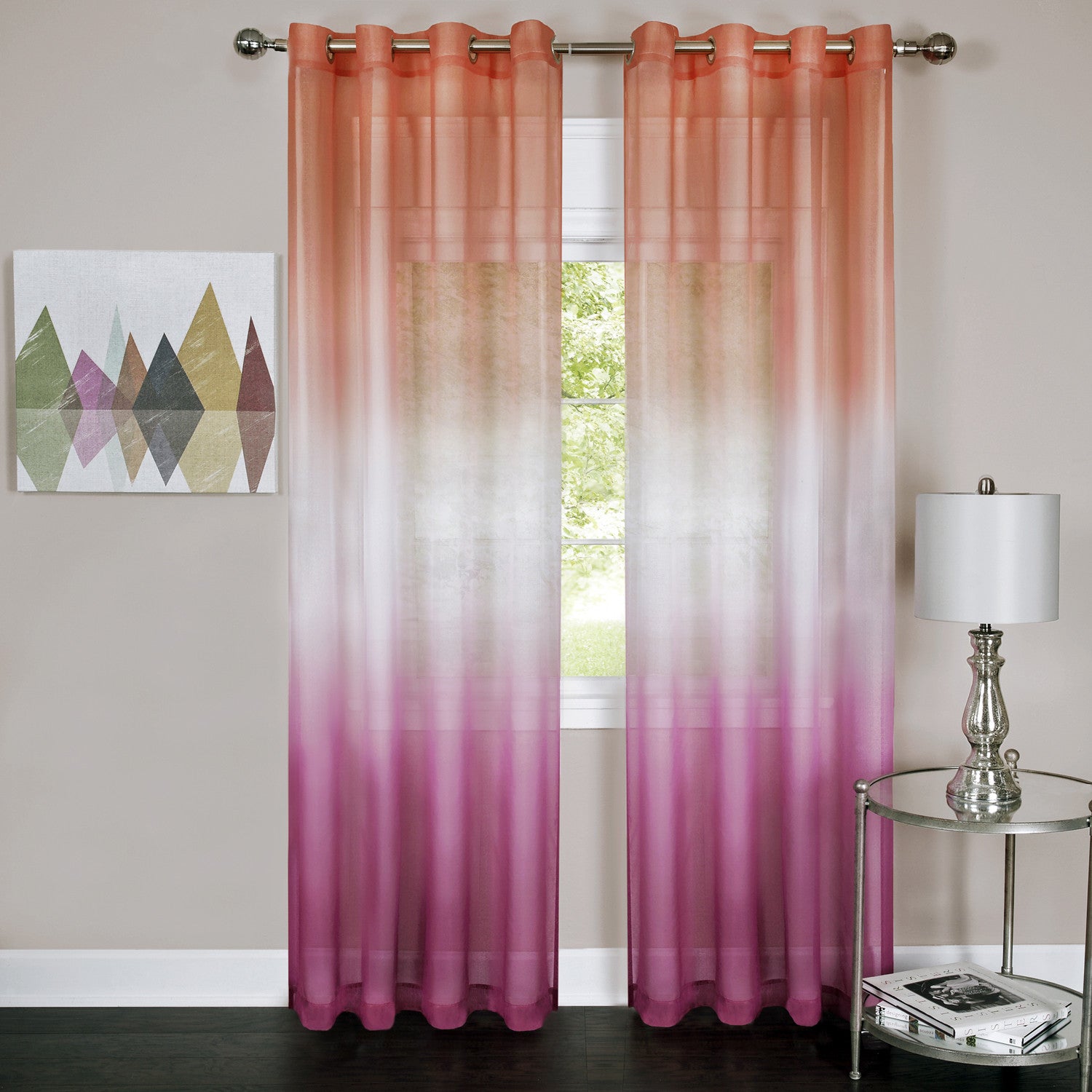 Rainbow Grommet Panel - Panel  052x063 Pink C35854- Marburn Curtains