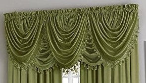 Hilton Rod Pocket Waterfall Valance - Waterfall Valance Sage C27961- Marburn Curtains