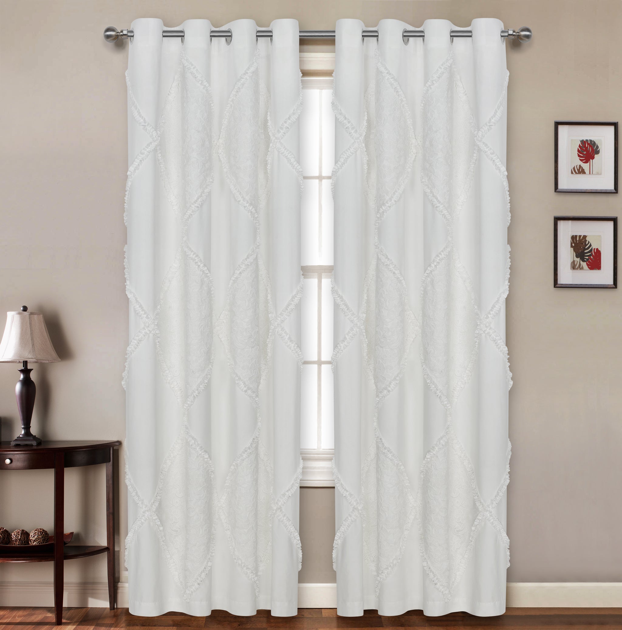 Scarlet Ruffled Lined Grommet Panel 84" - - Marburn Curtains