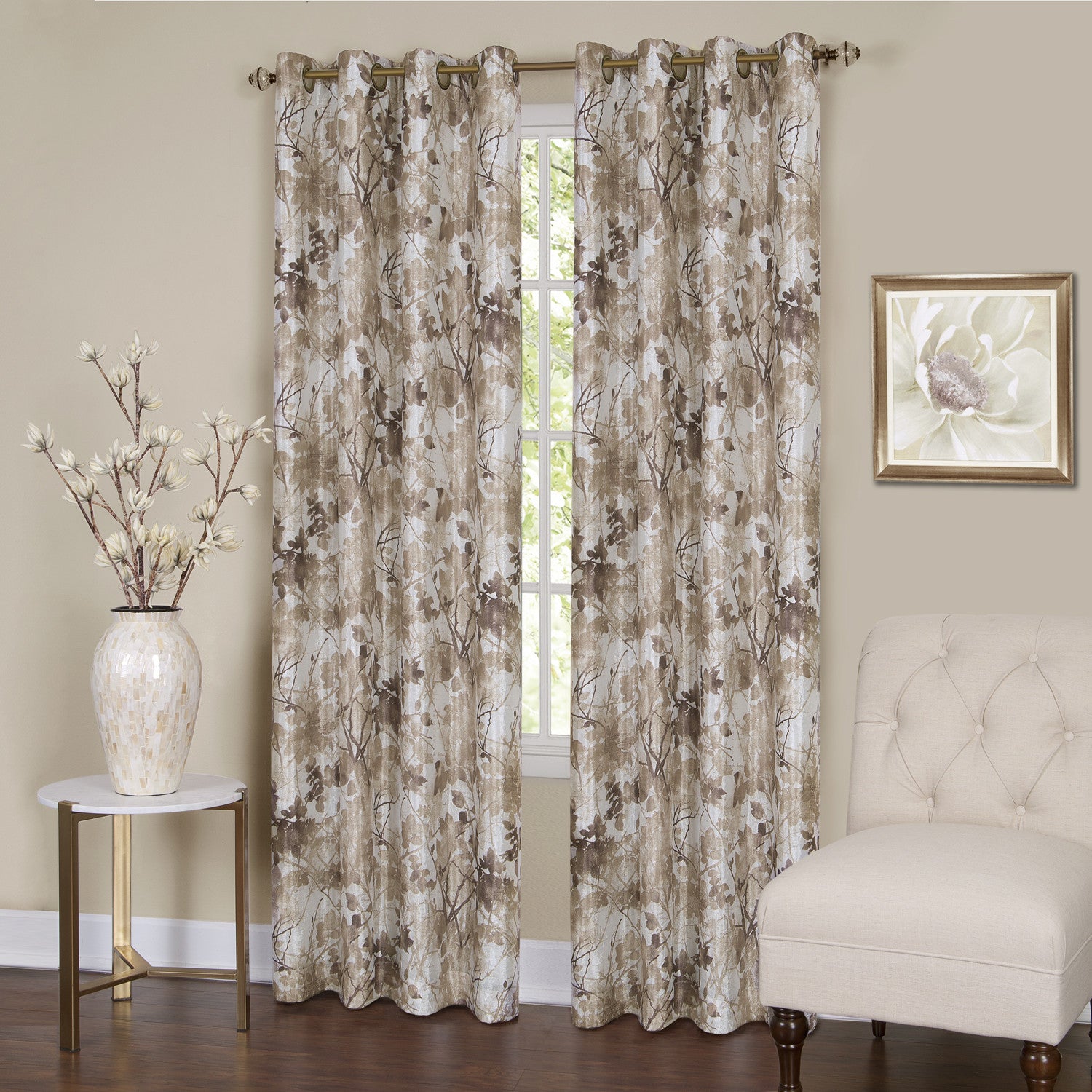 Tranquil Lined Room Darkening Grommet Panel - Panel   Tan 050x063 C37446- Marburn Curtains