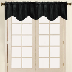 Vera Cruz Velvet Rod Pocket Valance - Valance 052x017 Black C41276- Marburn Curtains