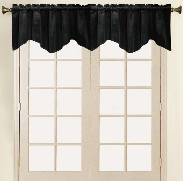 Vera Cruz Velvet Rod Pocket Valance - Valance 052x017 Black C41276- Marburn Curtains