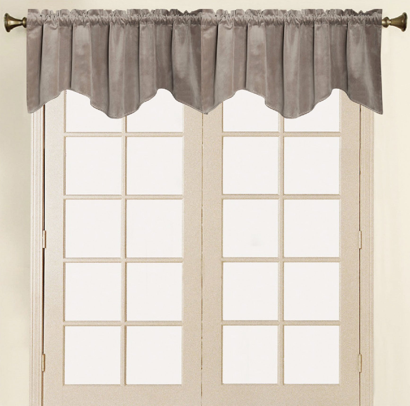 Vera Cruz Velvet Rod Pocket Valance - Valance 052x017 Taupe C41282- Marburn Curtains