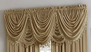 Hilton Rod Pocket Waterfall Valance - Waterfall Valance Antique c27958- Marburn Curtains