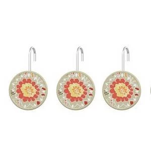 Coral Paisley Shower Hooks