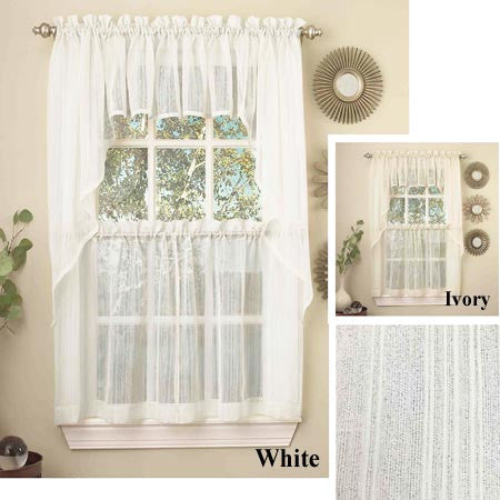 Harmony Sheer Rod Pocket Tier / Valance - Swag 056x038 Ivory C28970- Marburn Curtains