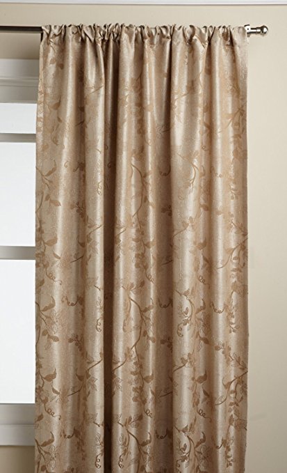 Floral Lustre Rod Pocket Panel /Waterfall Valance - Panel   052x063 Cocoa C31986- Marburn Curtains