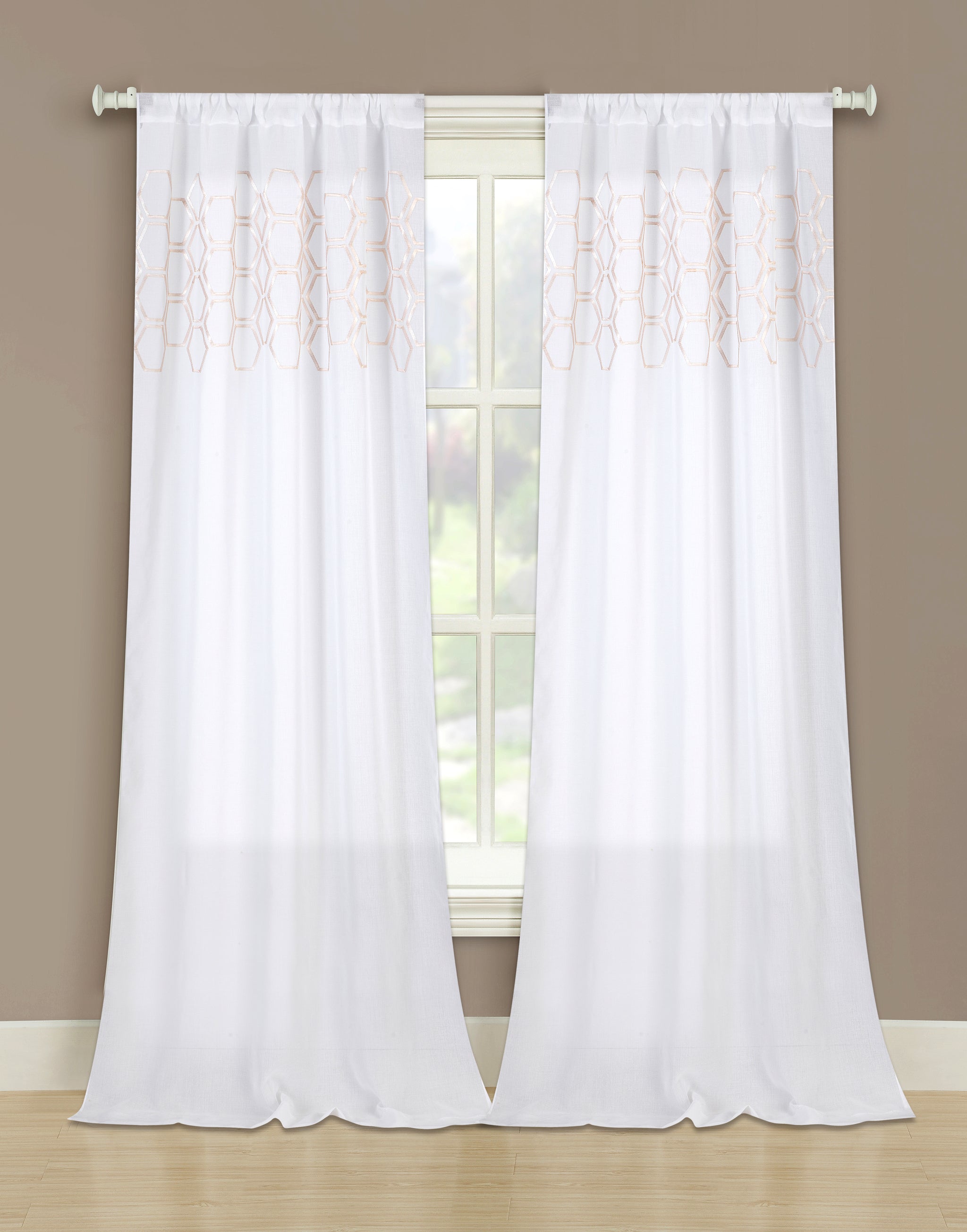 Honeycomb Rod Pocket Panel - 052x084 Ivory/Gold C40945- Marburn Curtains