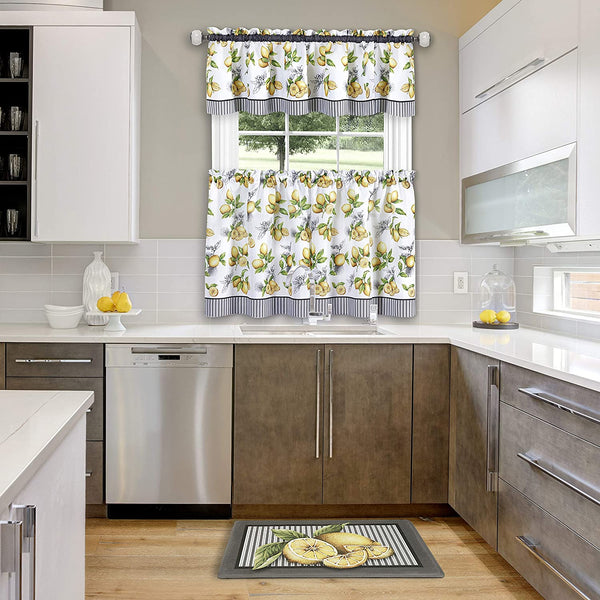 Lemon Drop Rod Pocket Tier & Valance Set - - Marburn Curtains