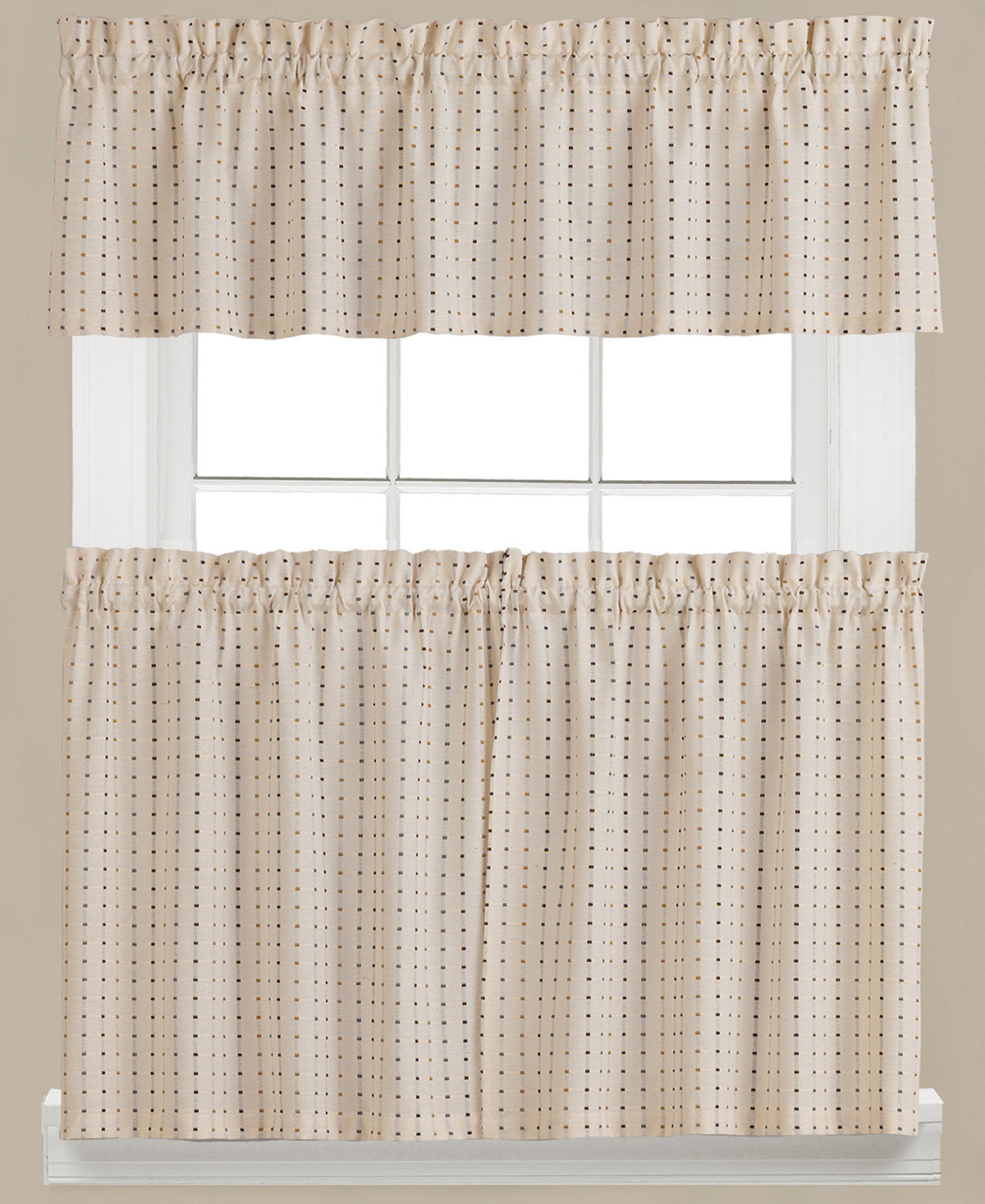 Hopscotch Woven Check Rod Pocket Tier / Valance - - Marburn Curtains
