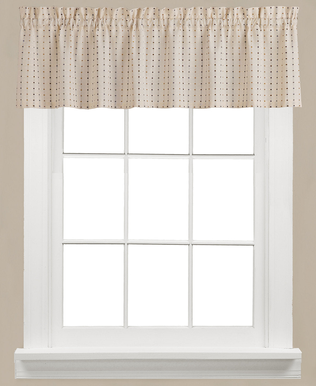 Hopscotch Woven Check Rod Pocket Tier / Valance - Valance 058x013 Neutral C41114- Marburn Curtains