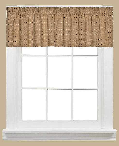 Hopscotch Woven Check Rod Pocket Tier / Valance - Valance 058x013 Tan C41117- Marburn Curtains