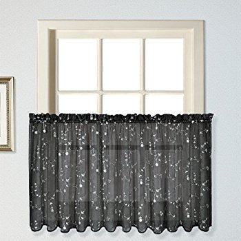 Savannah Rod Pocket Tier - 051x036 Black C25928- Marburn Curtains