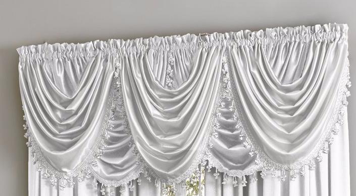 Hilton Rod Pocket Waterfall Valance - Waterfall Valance White C34922- Marburn Curtains
